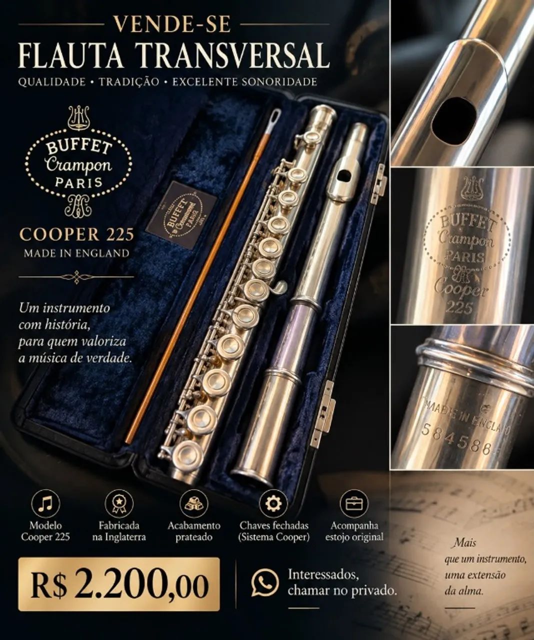 Flauta Transversal Buffet Crampon Paris Cooper 255 - Foto 5