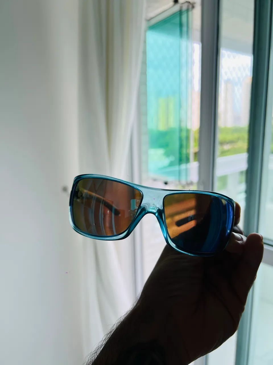 Óculo Armação Transparente Azul Lentes Âmbar Bronze Original - Excelente! - Foto 2