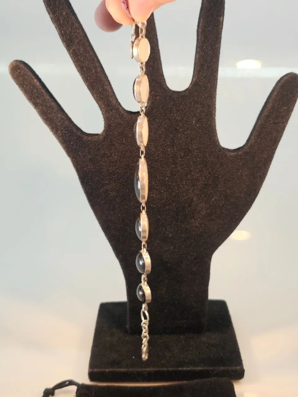 Pulseira Madrepérola e ônix trabalho fino em prata  - Foto 3