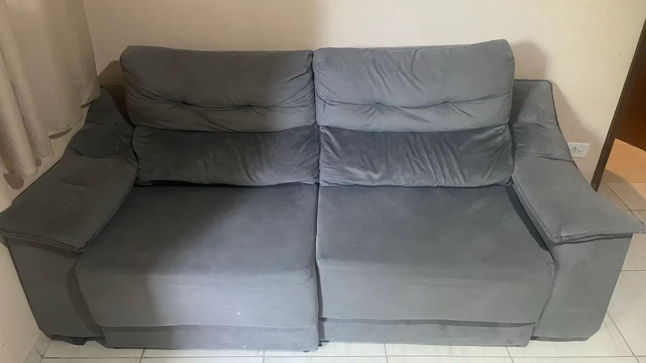 Sofá 2 lugares reclináveis com assento retrátil, usado BARATO - Foto 4