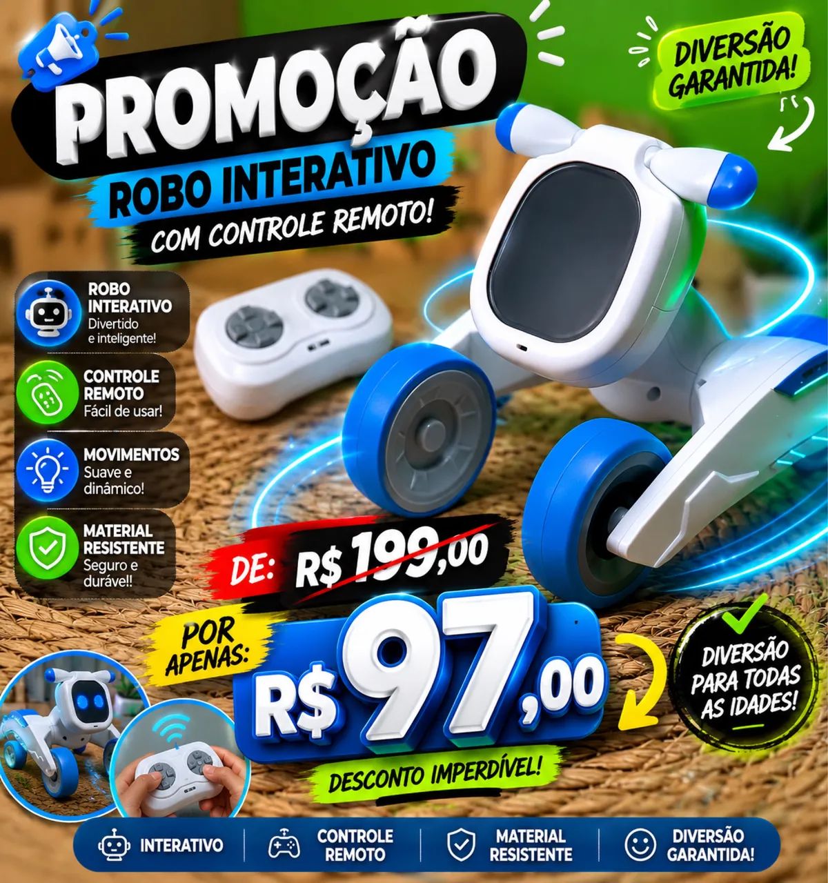 ? Robô Interativo com Controle Remoto e Luzes LED