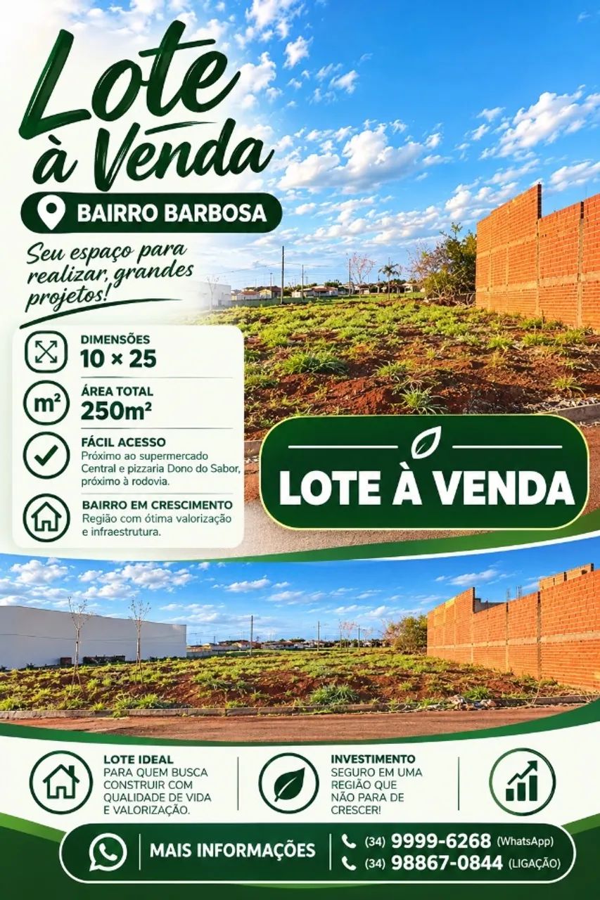 Lote, 250m2 Bairro Barbosa 