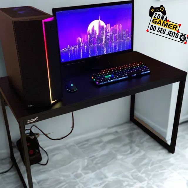 Mesa Gamer Reforçada 1,2 m NOVA Multiuso Estilo Industrial para Computador Notebook Office - Foto 4