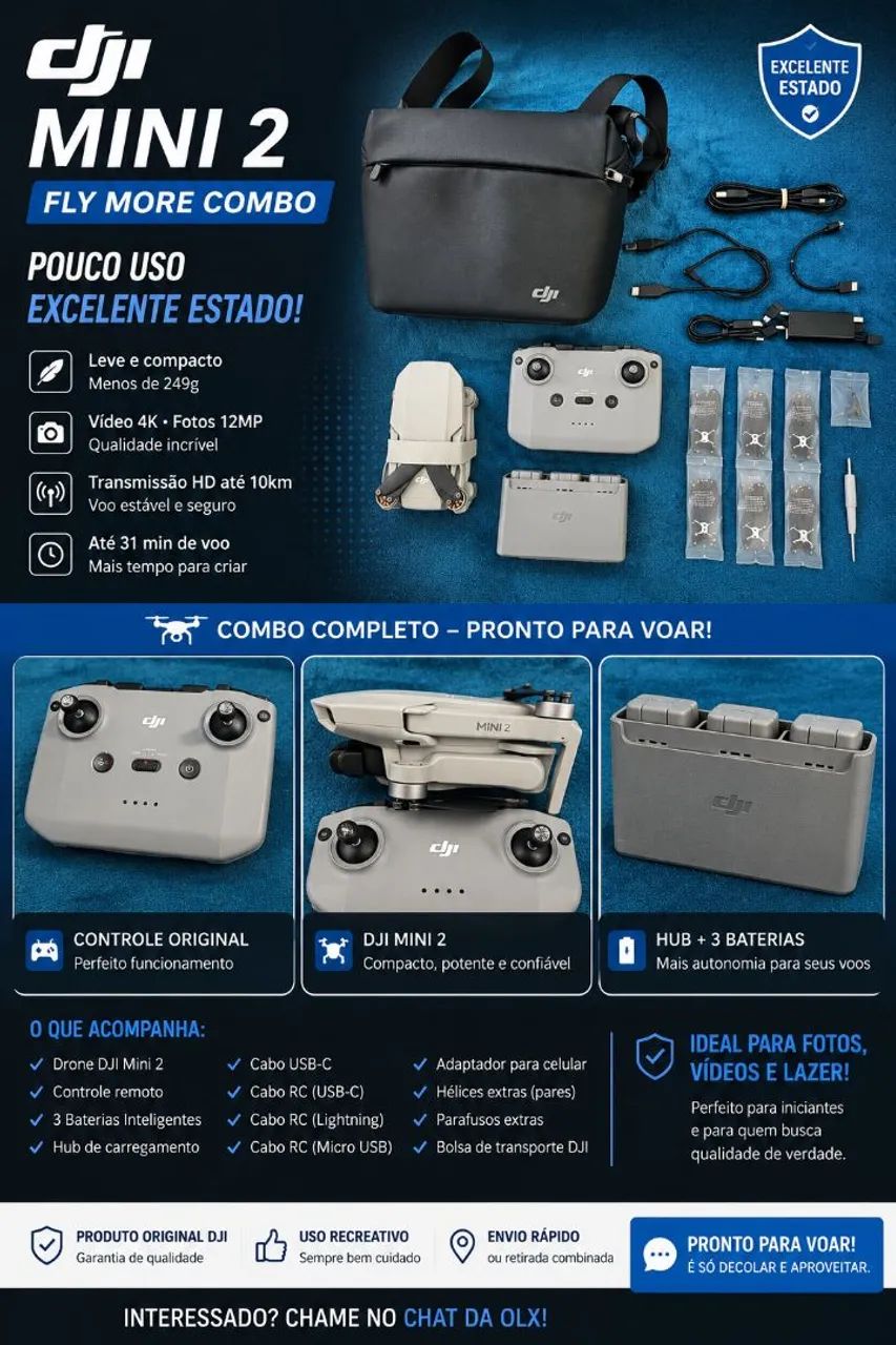 Drone Mini 2 Fly More Combo (USADO) - excelente estado