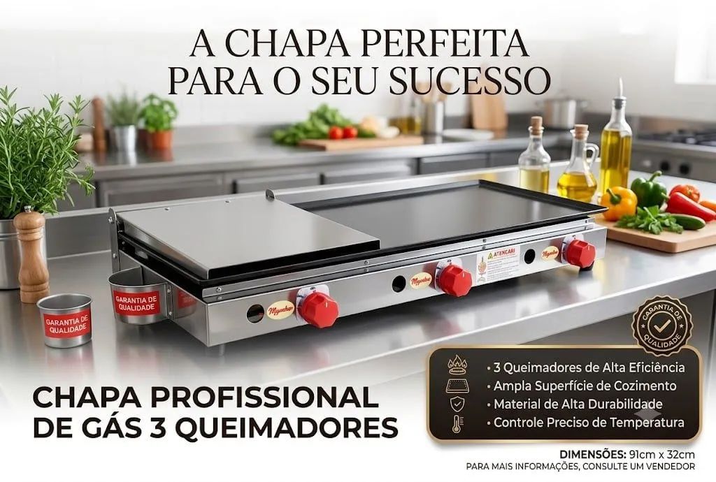 Chapa de lanches 90x30