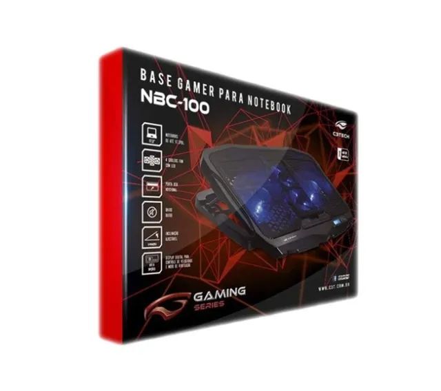 Base para notebook Gamer NBC-100BK 17,3" Refrigerada, 4 Ventiladores C3Tech - Foto 2