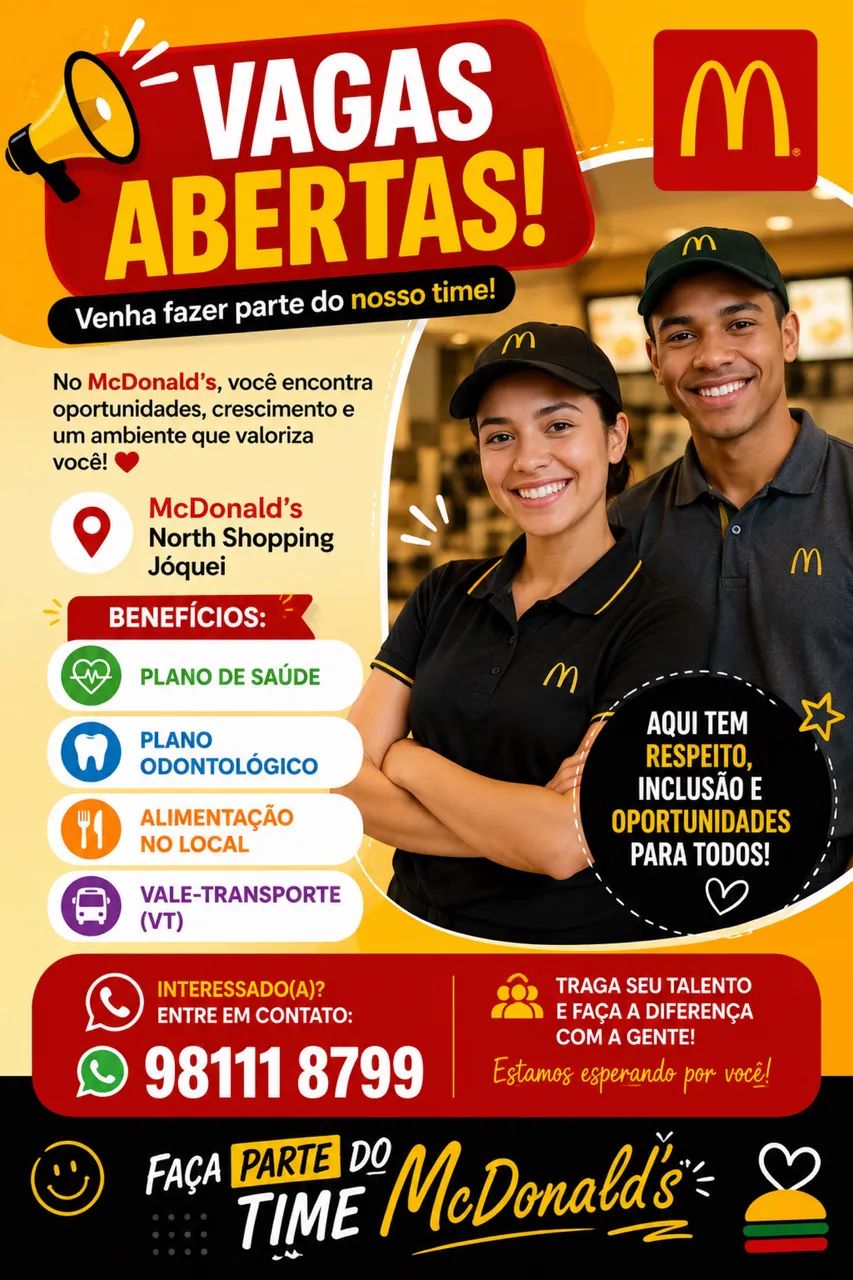Vaga de emprego Mc donalds Joquei 