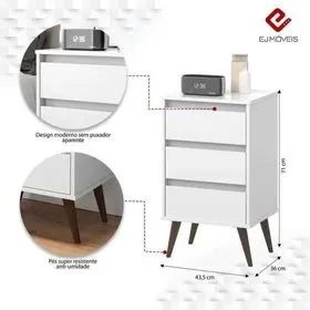 Mesa de Cabeceira Retrô Wood 3 Gavetas - (Promoção)!! - Foto 5