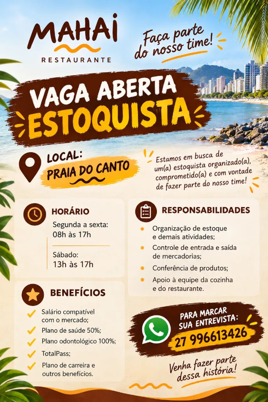 VAGA PARA ESTOQUISTA