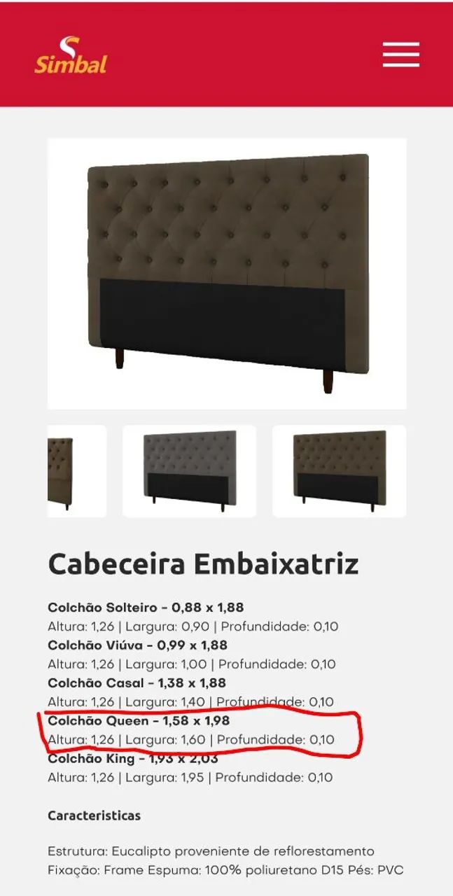 Cabeceira Box Estofada para cama Queen