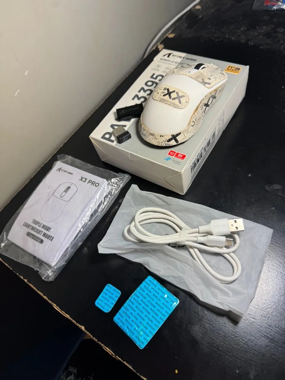   Mouse Gamer Attack Shark X3 Pro 26000 Dpi Branco