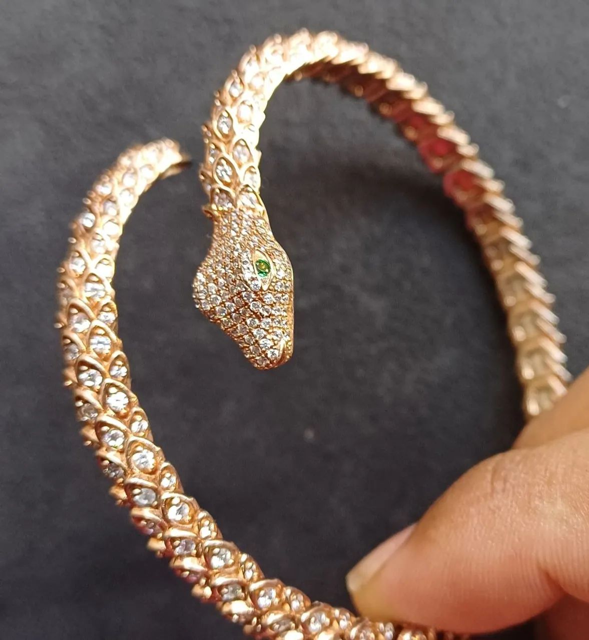 Pulseira serpente de prata 925 banhada a ouro 18k - Foto 5