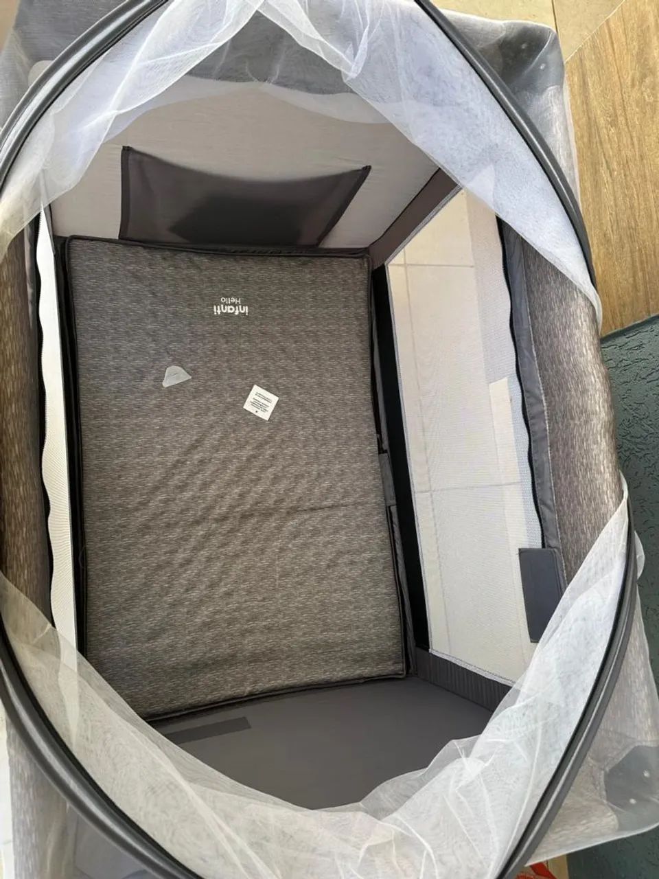 Berço Cercado Desmontável Até 15kg Easy Cinza - Foto 5