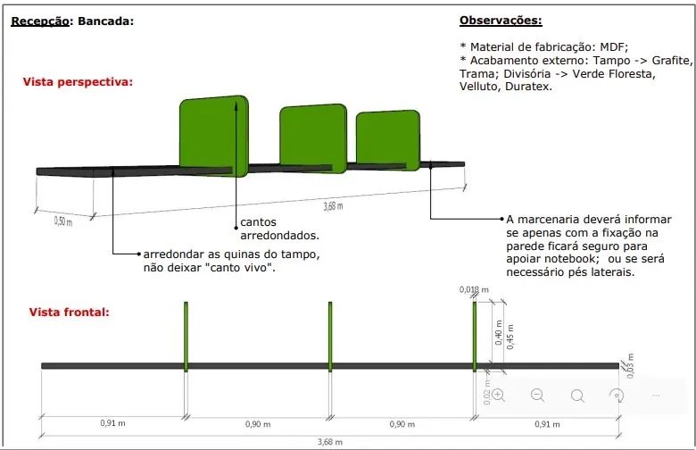 Bancada de parede com estações de trabalho 4 lugares   - Foto 4