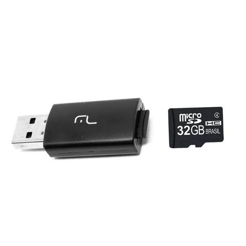 Cartão de Memória Micro Sd 32Gb com Adaptador Usb Mc173 Multilaser 2x1 Classe 4 Pen Drive - Foto 5