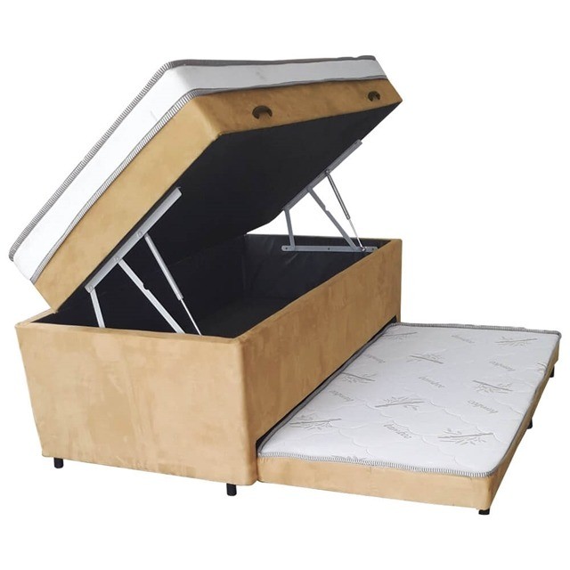 Cama Box Baú Solteiro com Auxiliar - Espuma - 88 x 1,88  - Foto 3