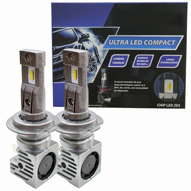 Kit Lâmpada Ultra Led Compact H7 10 Mil Lumens - S-10 / Palio / Toro / Triton