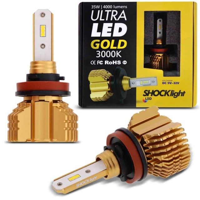 Lâmpada Automotiva Ultra Led Gold Shock Light Encaixe H11 - Led na Cor Original