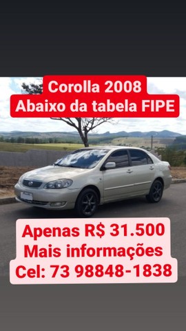 COROLLA ABAIXO DA TABELA FIPE
