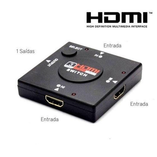 Switch Hdmi Divisor Hub com 3 Portas Hdmi Full HD 1080p - Foto 2