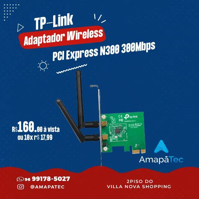 Placa de Rede TP-Link PCI Express N300 300Mbps