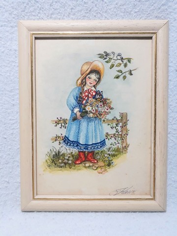 Antiguidade desenho à lápis e com moldura 