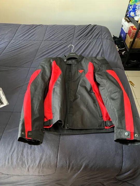 Jaqueta para moto Dainese Tex Mistica Preto/Vermelho Tam 54 L