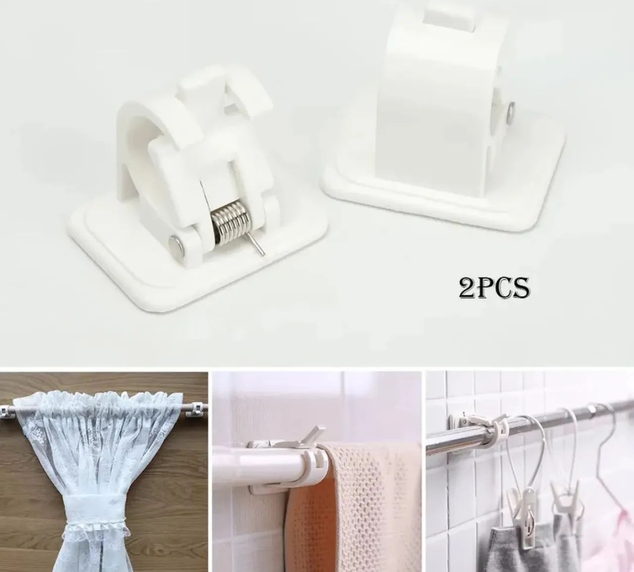 5 pares de ganchos auto adesivos branco, para cortinas  - Foto 5