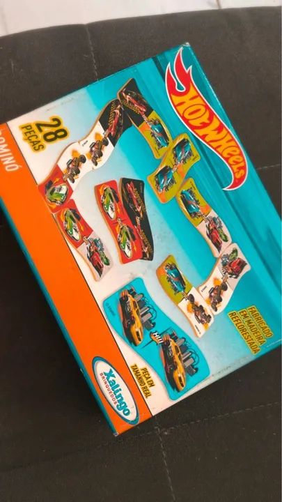 Dominó Hot Wheels - 28 peças - Madeira Reflorestada