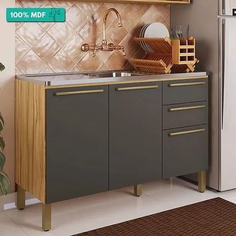 Balcão para Pia 120 cm Napoli Prime, 100% MDF - Ronipa - Foto 3