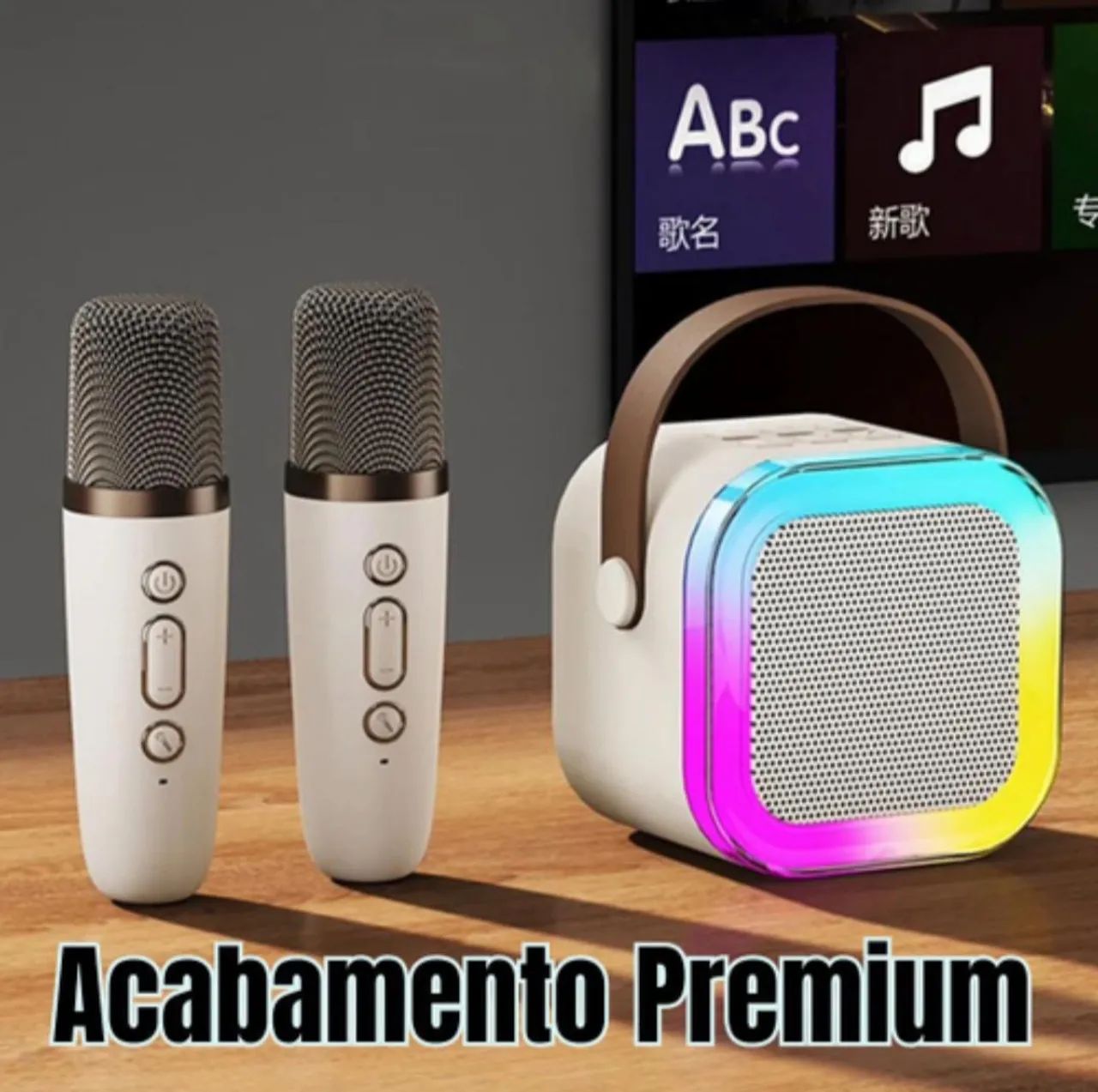 Kit Karaoke Bluetooth com 2 Microfones Sem Fio - Foto 3
