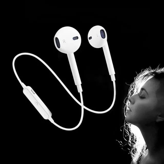 Fone De Ouvido Bluetooth S6 Headset Smartphones Ios Android BRANCO - Foto 2
