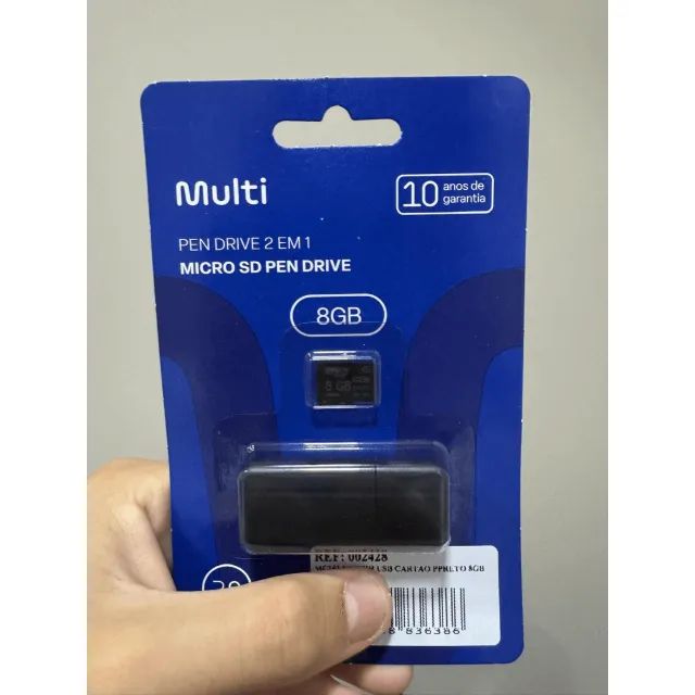 Pen Drive 2 em 1 com Leitor USB + Cartão de Memória 8GB MC161 - Multilaser  cod: 2428 - Foto 4