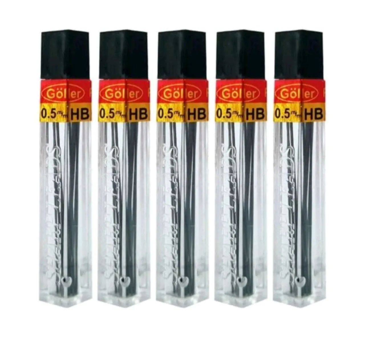 Kit 5 tubos de grafite para Lapiseira 0,5 HB Goller tubo com 12 grafites cada 