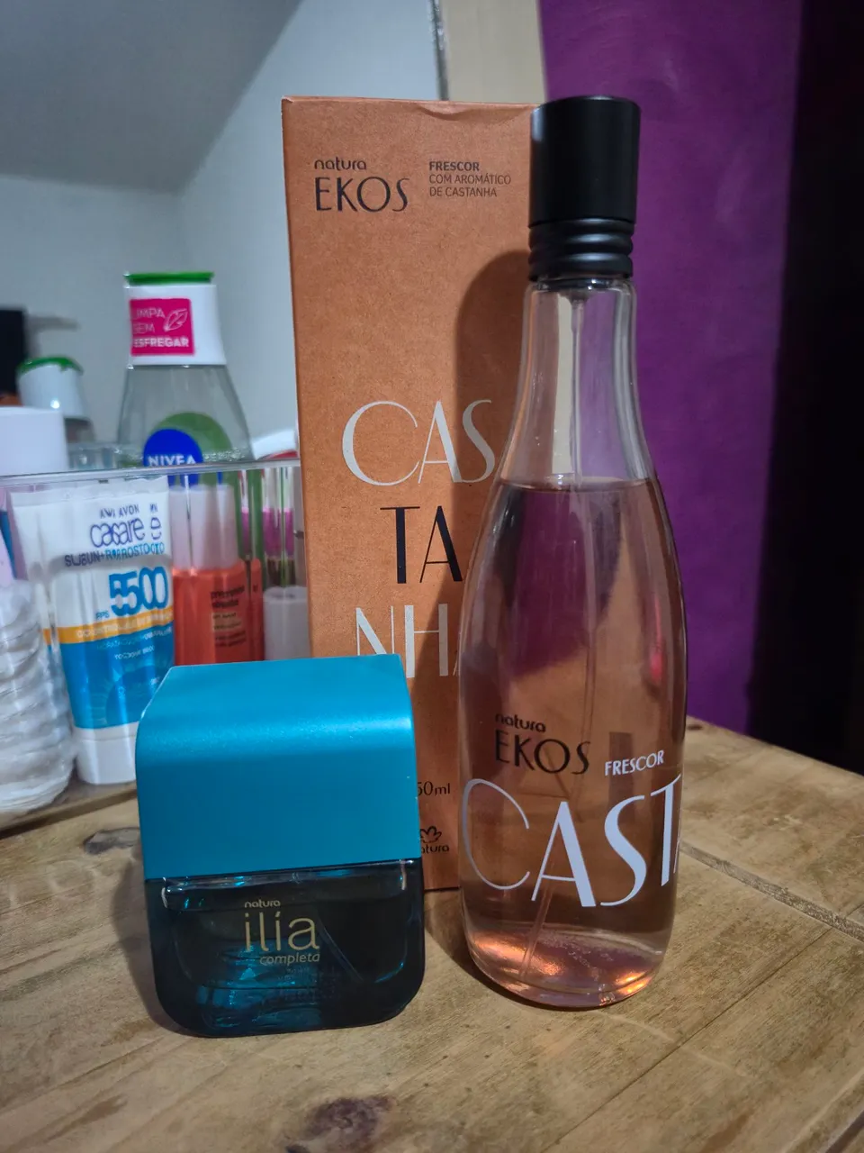 kit perfume ília completa deo parfum 50ml e colônia ekos castanha 150ml natura