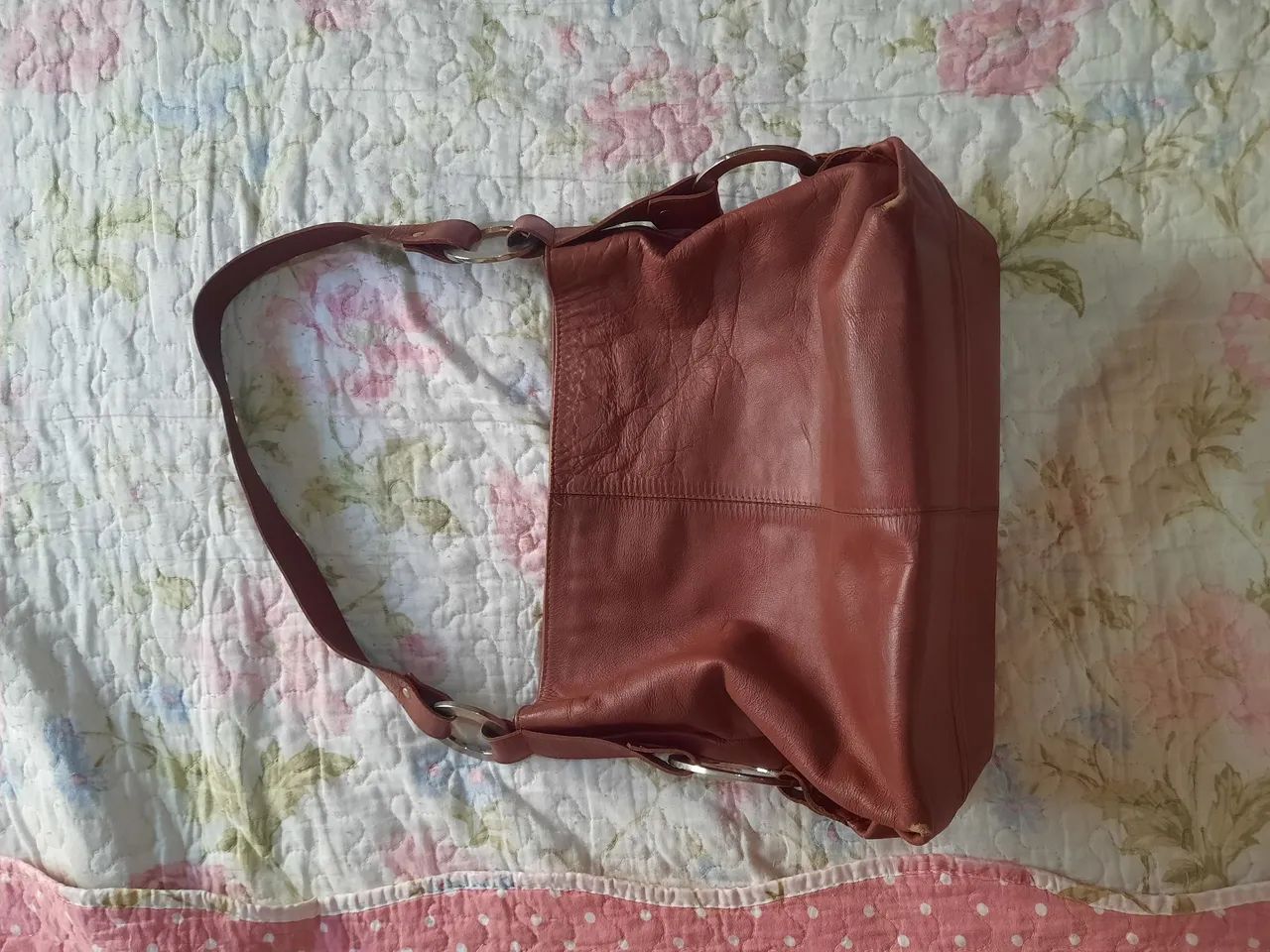 Bolsa de couro legítimo cor vinho