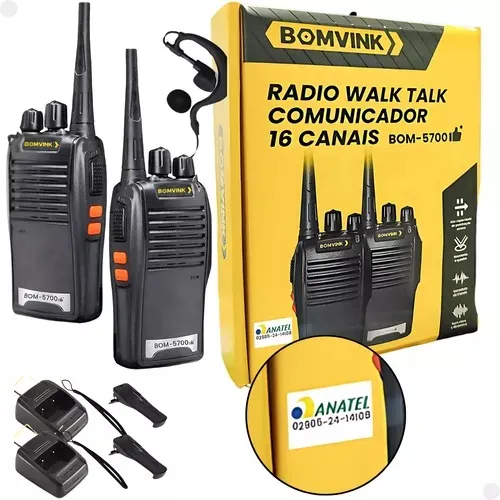 radio comunicador ht walk talk dual band uh bom-5701 bomvink
