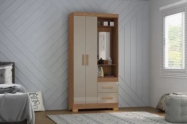 Guarda Roupa de Solteiro com Espelho ML - Entrga e Monta