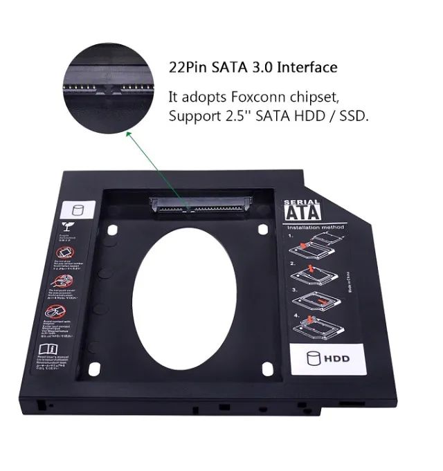 Adaptador DVD para Hd Ssd caddy 9.5mm sata 3.0  - Foto 3