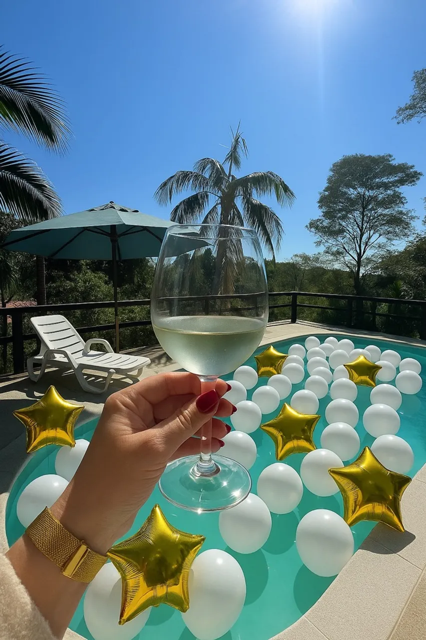 Sítio com piscina e vista para as montanhas