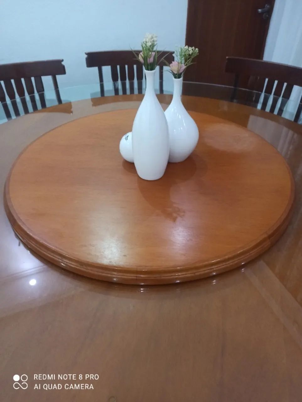 Mesa de jantar redonda com tampo de vidro - Foto 2