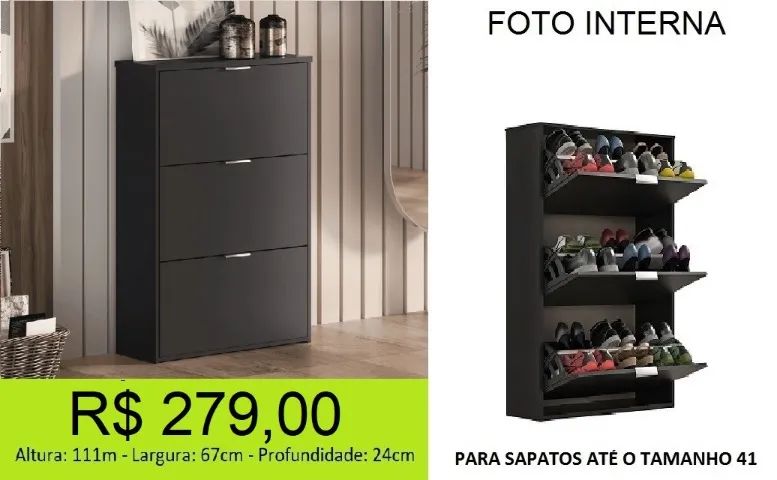 Sapateira 3 portas com espaço excelente - Foto 2
