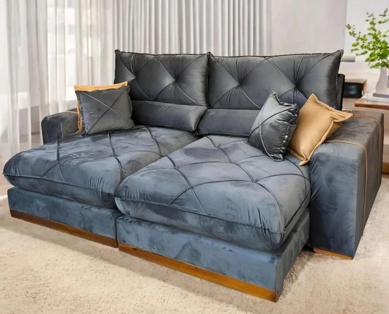SOFÁ RETRATIL RECLINAVEL 2,50 ESPUMA D33 MOLAS ENSACADA 