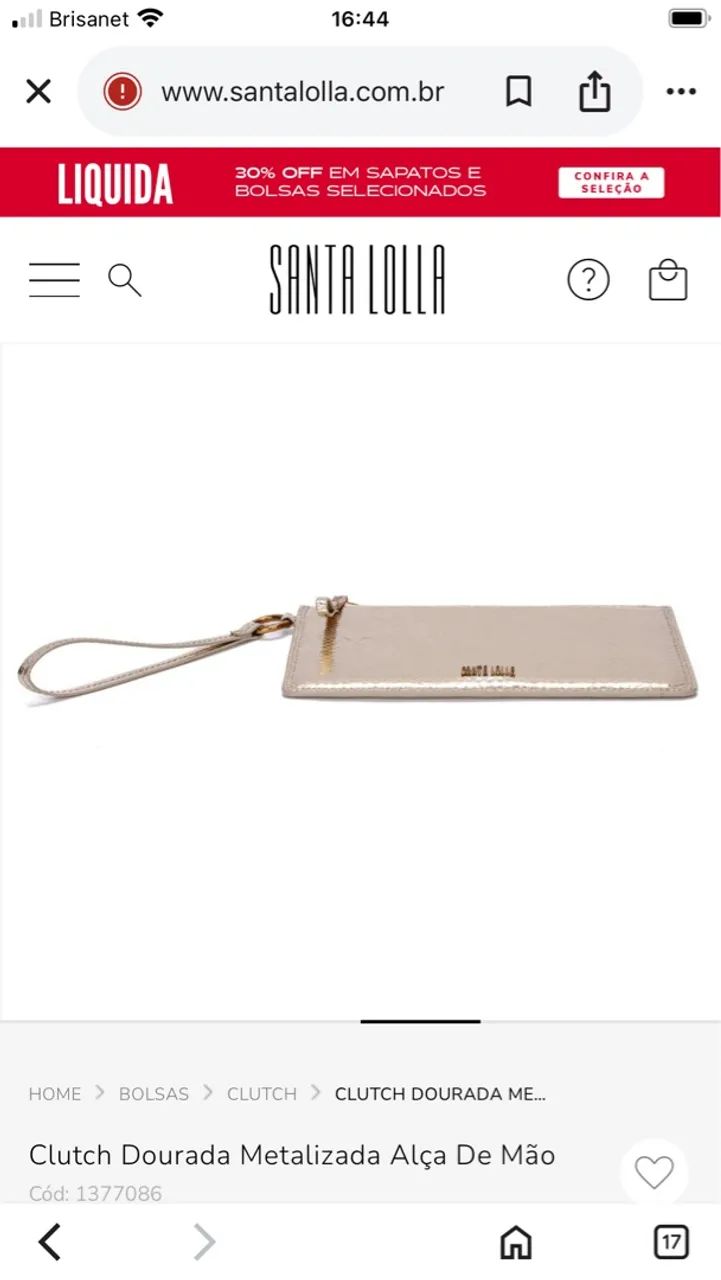 Clutch Dourada Metalizada Santa Lolla - Foto 3