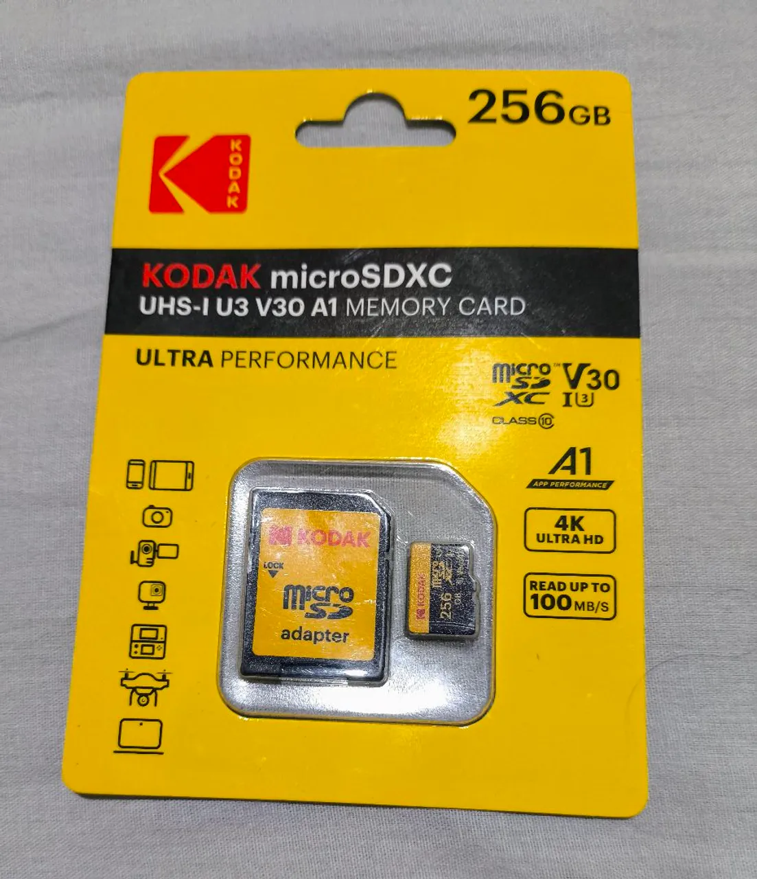 Cartão de memória Kodak 100% original 256GB embagem lacrada original