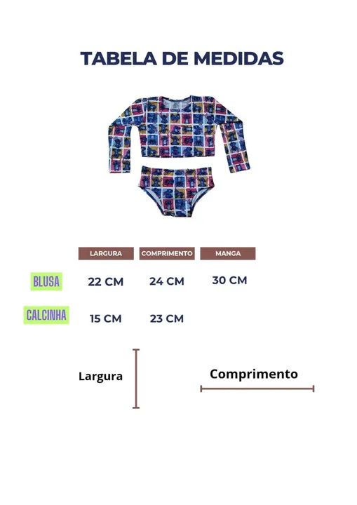 Kit 2 peças: Biquíni para Meninas + Blusa Cropped Manga Longa - 4/5 anos - Proteção 50uv+ - Foto 5