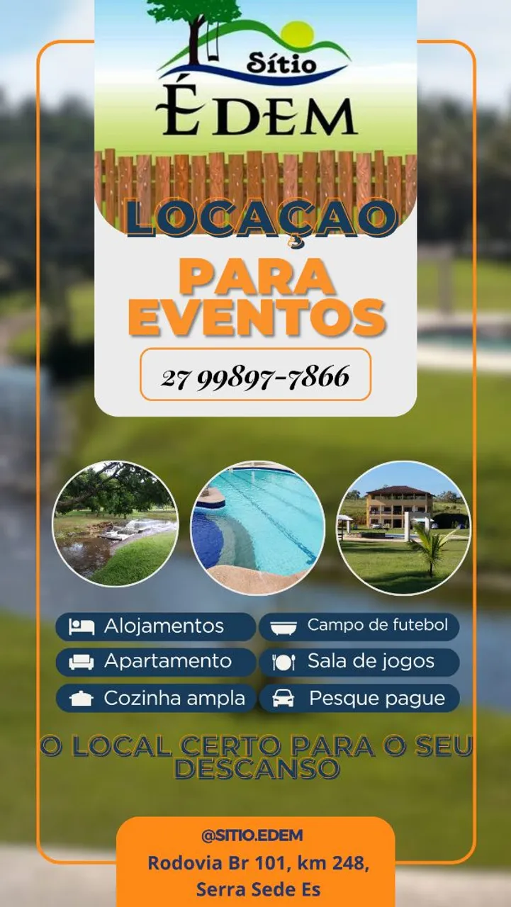 Locação de sítio para eventos e temporada