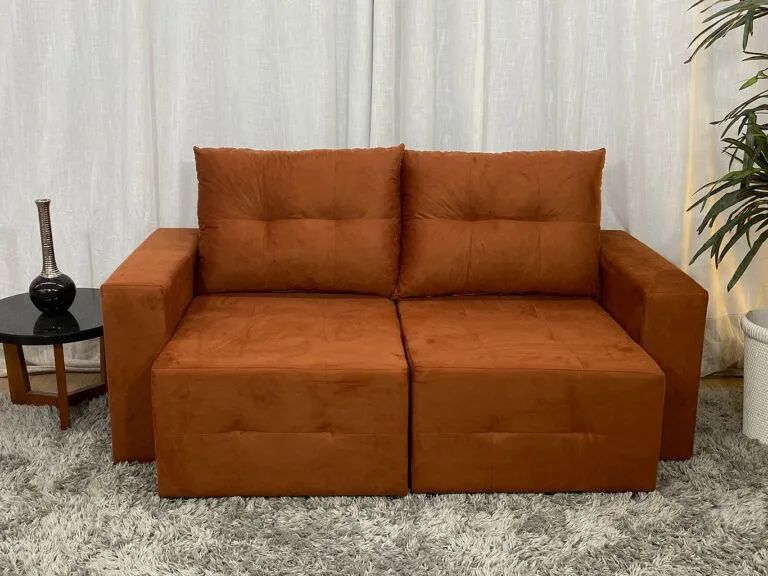 Sofá Retrátil 2 Lugares 180cm Almofadas Soltas Terracota - Foto 3