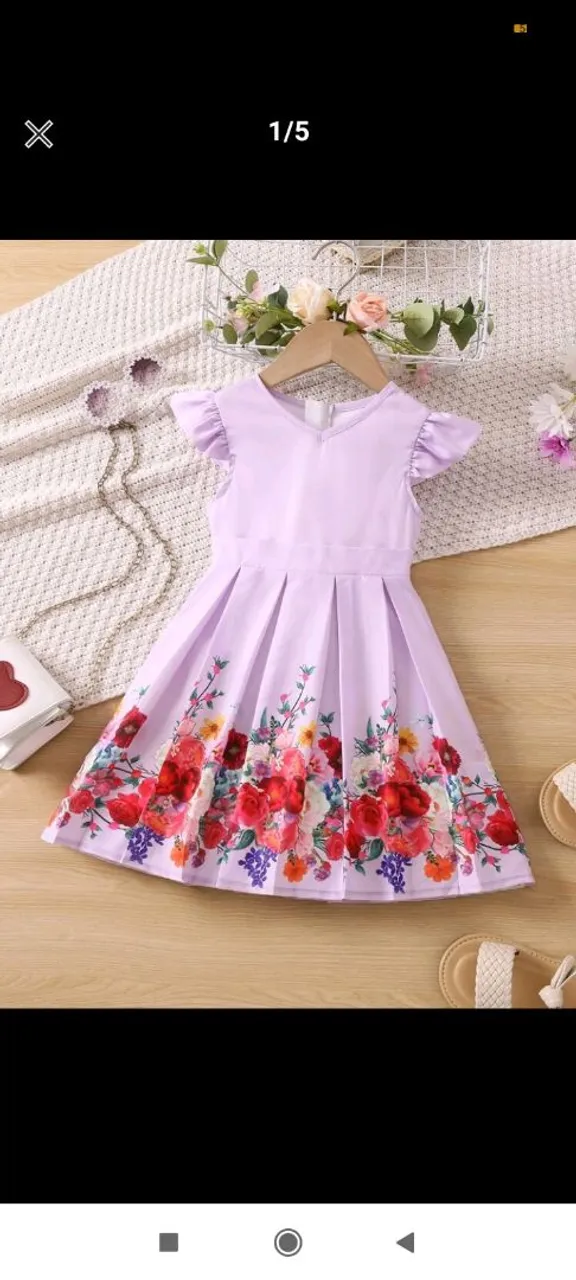 Vestido Infantil Plissado Novo