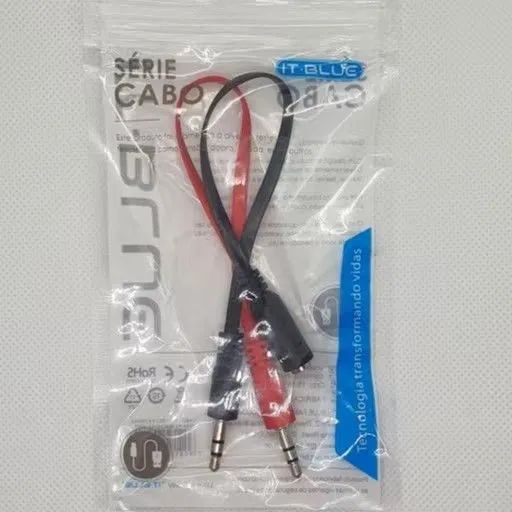 Cabo P2 para P2 - 3,5mm - Preto e Vermelho - Foto 2